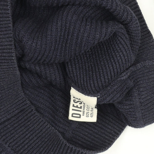 Diesel Men's Blue Cotton Blend 1/4 Zip Knit Jumper Size S