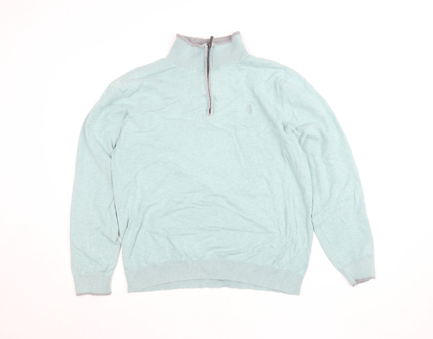 Padraig Harrington Men's Green 1/4 Zip Cotton Golf Jumper L