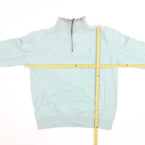 Padraig Harrington Men's Green 1/4 Zip Cotton Golf Jumper L