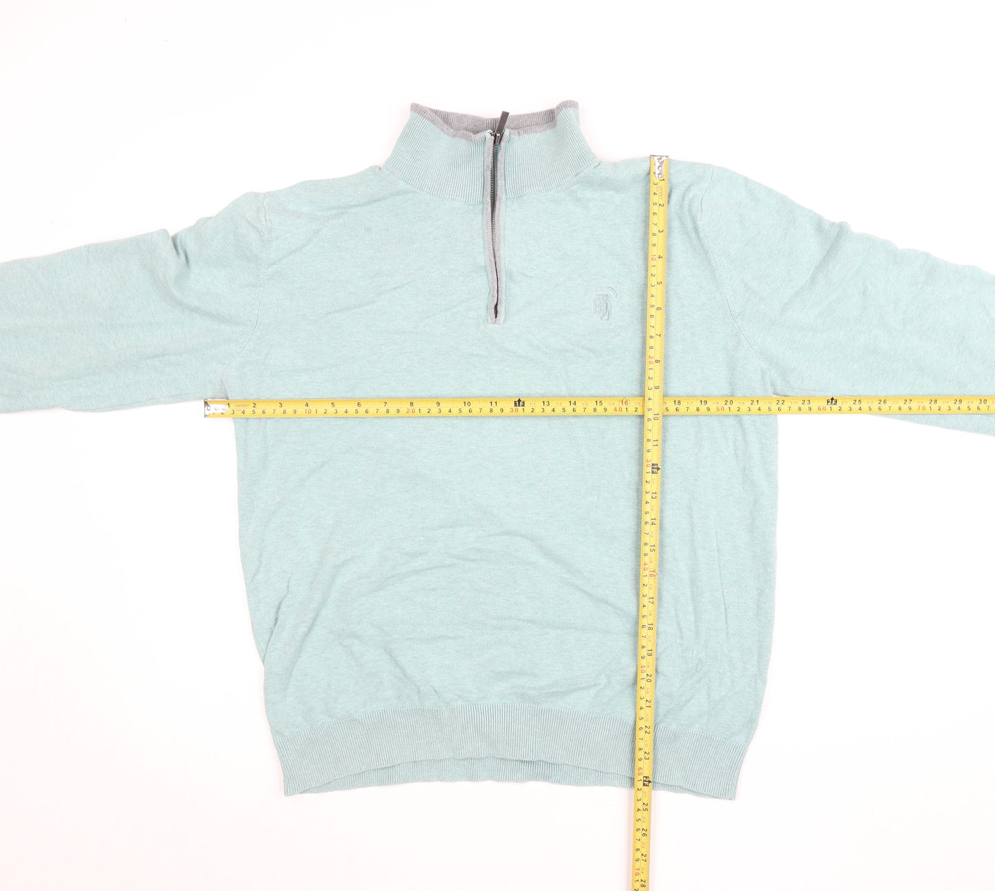 Padraig Harrington Men's Green 1/4 Zip Cotton Golf Jumper L