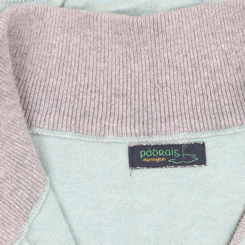 Padraig Harrington Men's Green 1/4 Zip Cotton Golf Jumper L