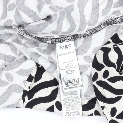 Marks and Spencer Women’s Black Animal Print Viscose Blouse Size 12