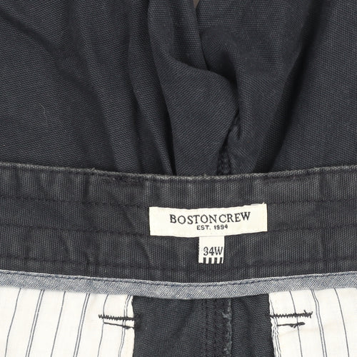 Boston Crew Men's Blue Cargo Shorts Size L 34W Cotton Canvas