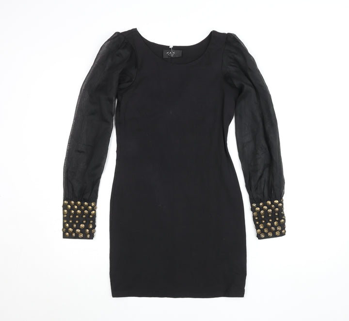 AX Paris Women’s Black Studded Sleeve Bodycon Party Dress Size 10