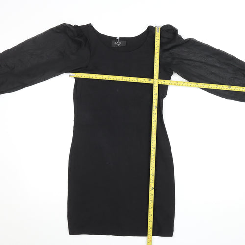 AX Paris Women’s Black Studded Sleeve Bodycon Party Dress Size 10