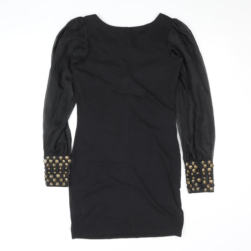 AX Paris Women’s Black Studded Sleeve Bodycon Party Dress Size 10
