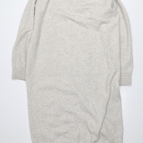 H&M Women’s Beige Long Knitted V-Neck Cardigan Size 12