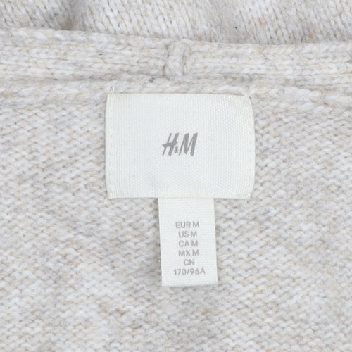 H&M Women’s Beige Long Knitted V-Neck Cardigan Size 12