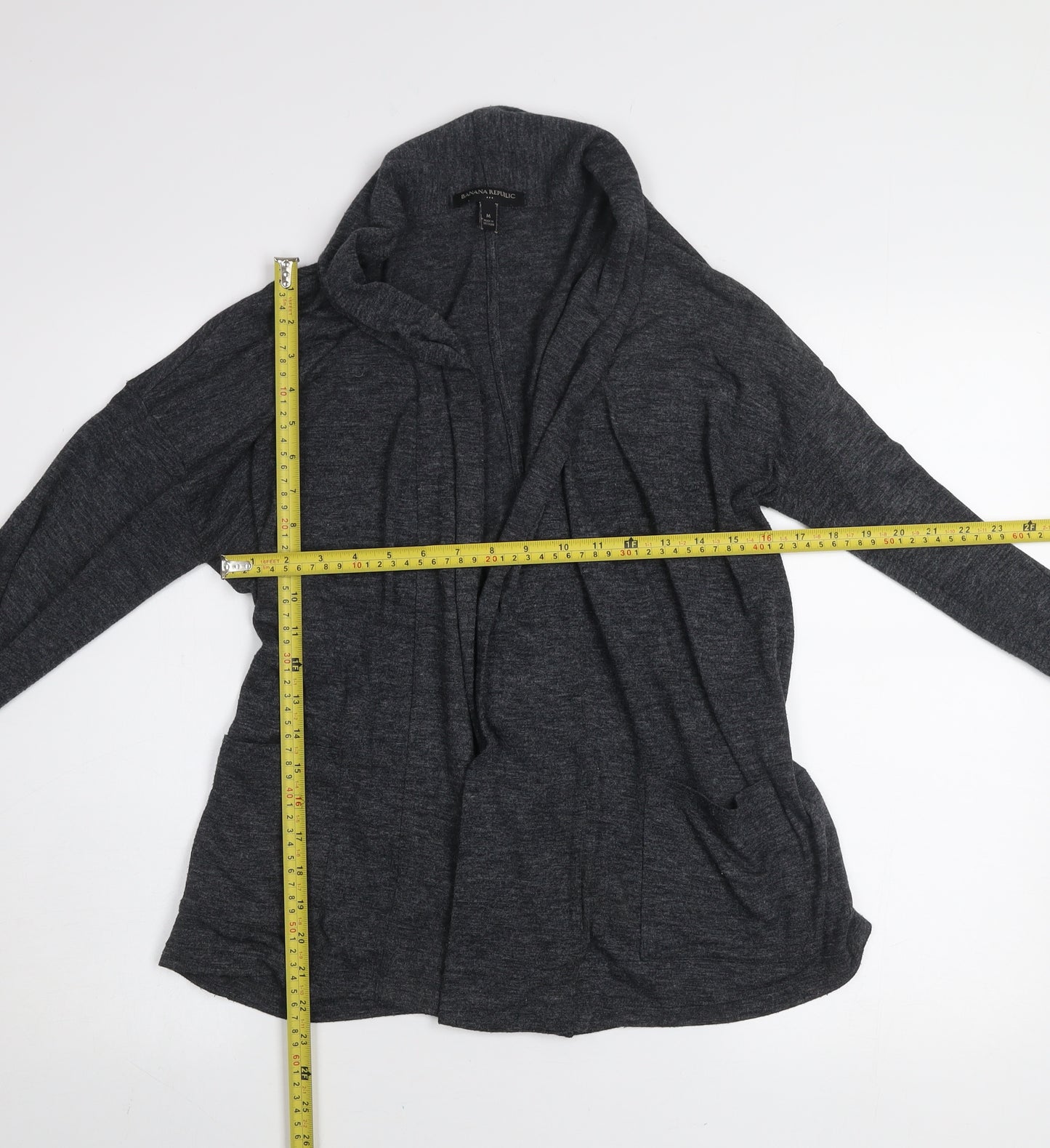 Banana Republic Women's Grey Knit Cardigan Size M Open Front Long Sleeve
