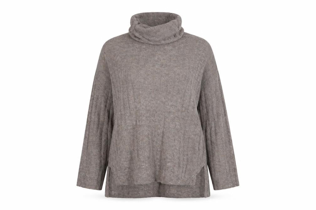 H&M Womens Grey Roll Neck Knit Jumper Size 16 Long Sleeve Warm