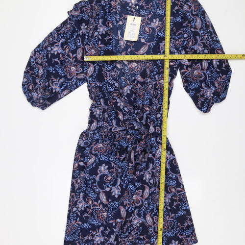 ONLY Carmakoma Women’s Blue Paisley Wrap Dress Size 20 Plus 3/4 Sleeve