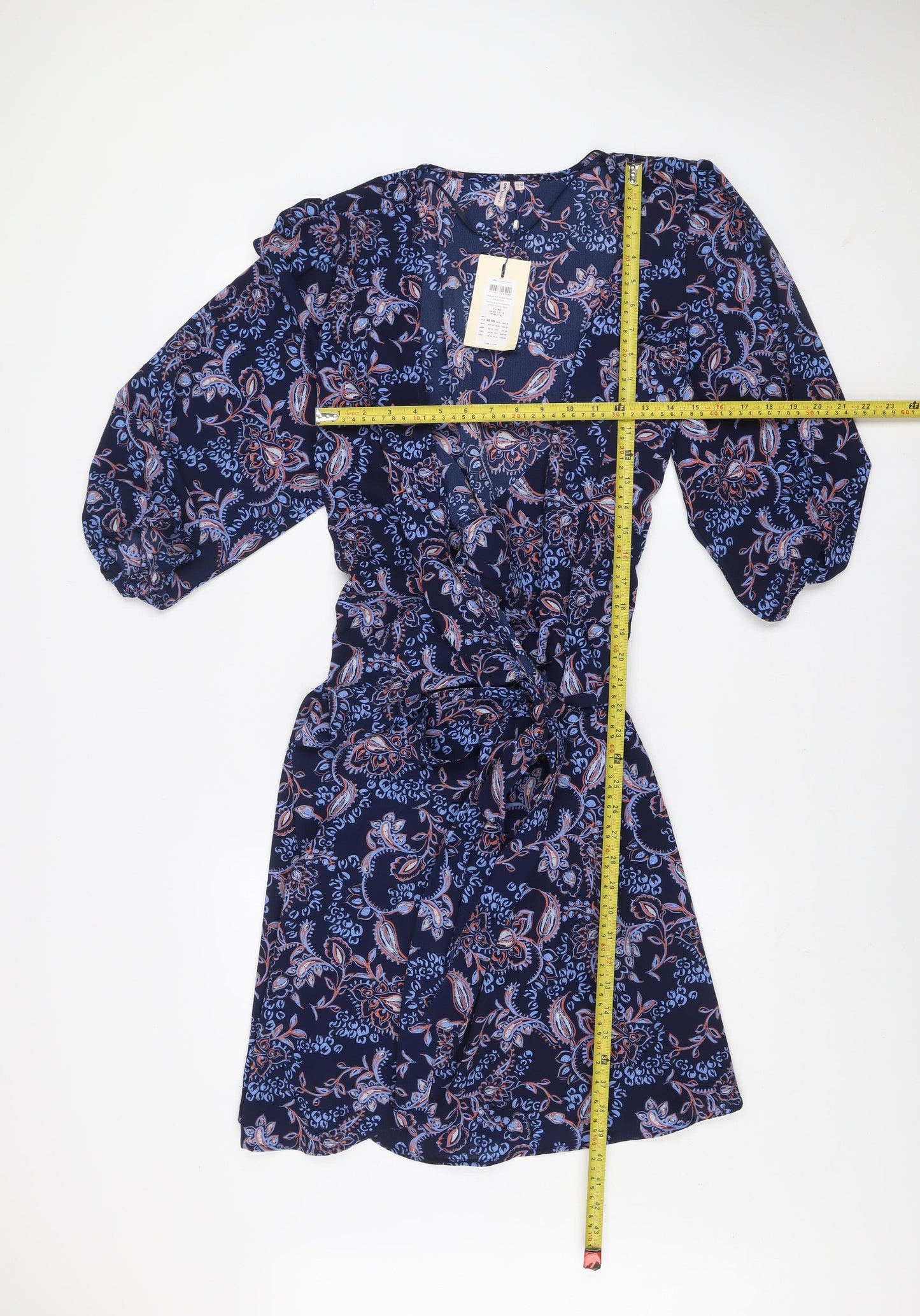 ONLY Carmakoma Women’s Blue Paisley Wrap Dress Size 20 Plus 3/4 Sleeve