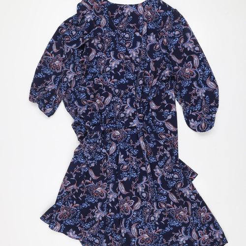 ONLY Carmakoma Women’s Blue Paisley Wrap Dress Size 20 Plus 3/4 Sleeve