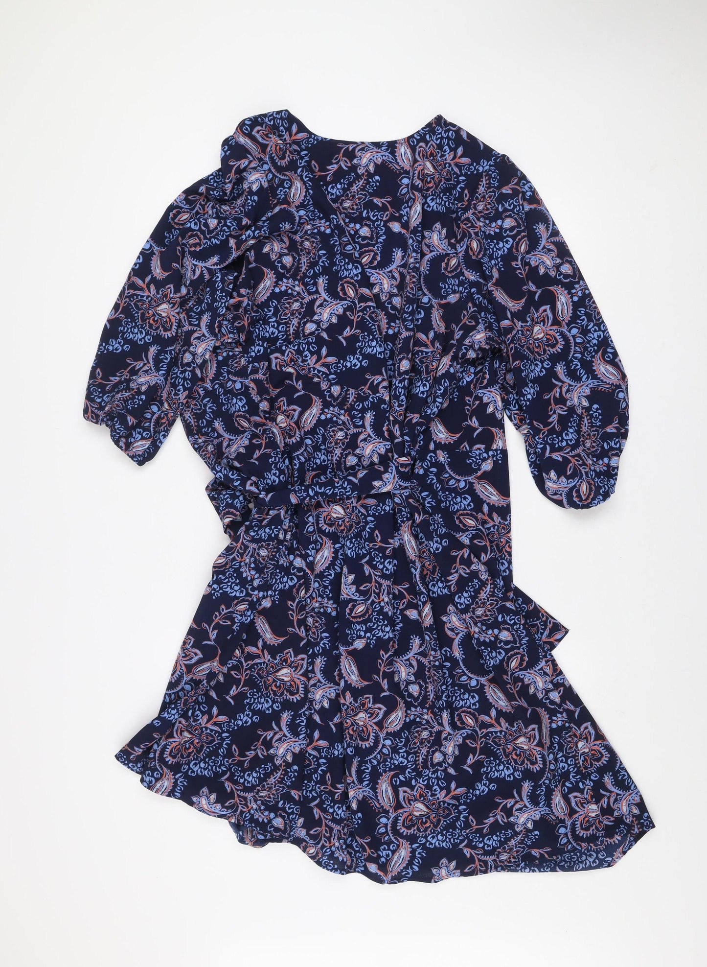 ONLY Carmakoma Women’s Blue Paisley Wrap Dress Size 20 Plus 3/4 Sleeve