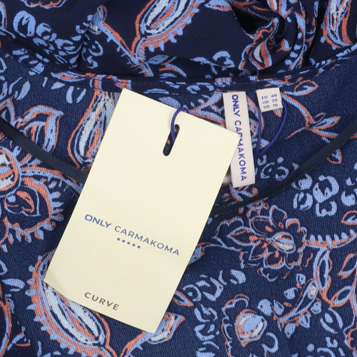 ONLY Carmakoma Women’s Blue Paisley Wrap Dress Size 20 Plus 3/4 Sleeve