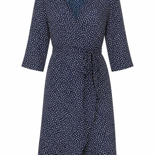 VERO MODA Women Blue Polka Dot Midi Wrap Dress Size XL