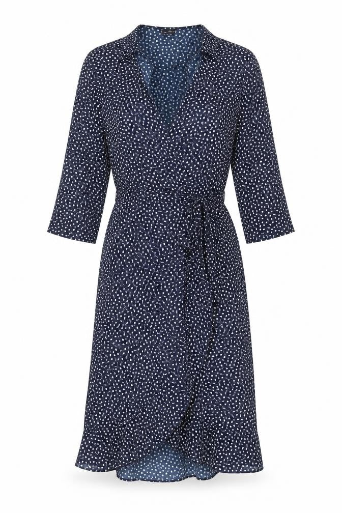 VERO MODA Women Blue Polka Dot Midi Wrap Dress Size XL