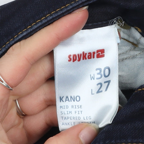 Spykar Men Blue Slim Fit Mid Rise Ankle Jeans W30 L27