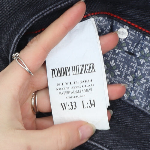 Tommy Hilfiger Men’s Blue Regular Fit Straight Jeans W33 L34 Denim