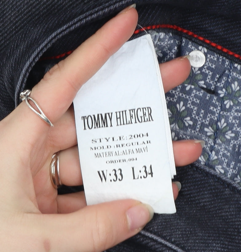 Tommy Hilfiger Men’s Blue Regular Fit Straight Jeans W33 L34 Denim