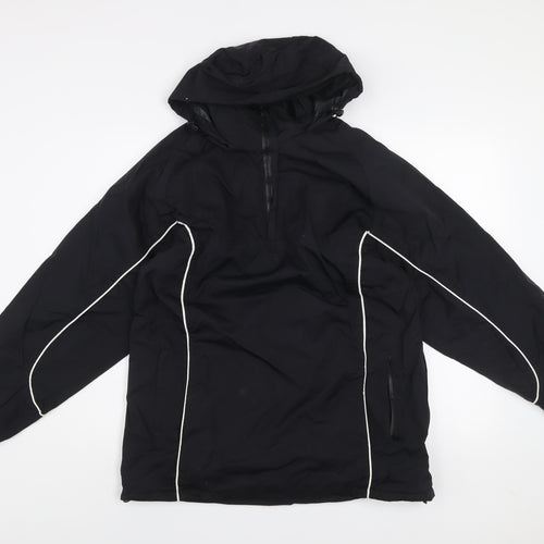 SWI Men’s Black Nylon Hooded Anorak Jacket Size 34 Water Resistant