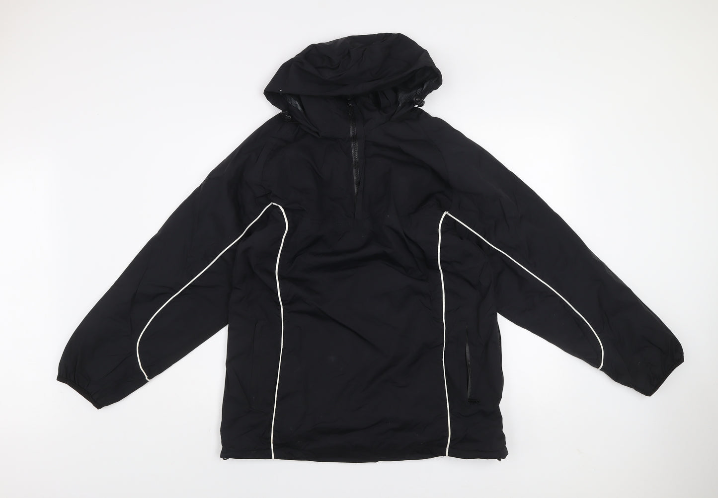 SWI Men’s Black Nylon Hooded Anorak Jacket Size 34 Water Resistant