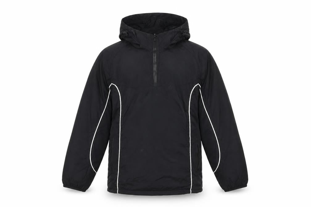SWI Men’s Black Nylon Hooded Anorak Jacket Size 34 Water Resistant