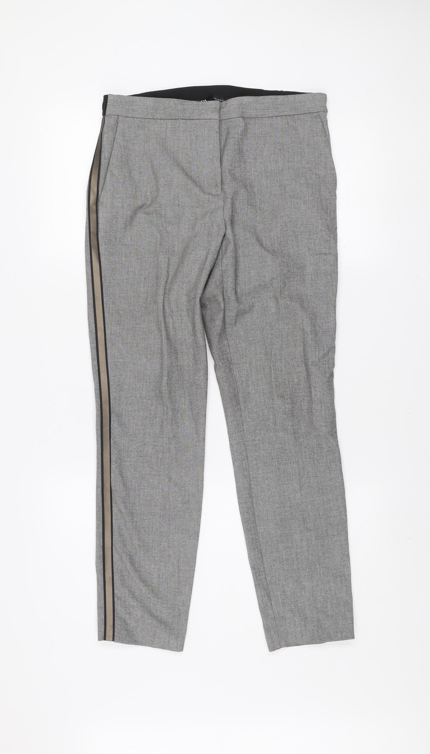 Zara Men's Grey Slim Fit Trousers with Side Stripe M