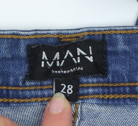 boohooMAN Men's Blue Slim Fit Stretch Denim Jeans Size 28