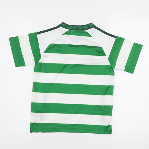 Adidas Boys Green White Striped Slim Fit Football Jersey Size 22