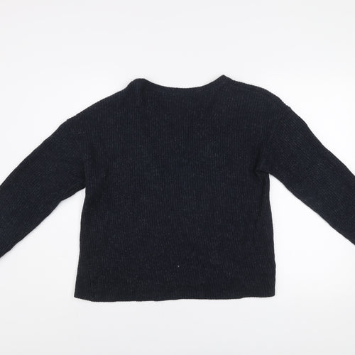 Zara Women’s Black Floral Embroidered Sequin Knit Jumper Size S