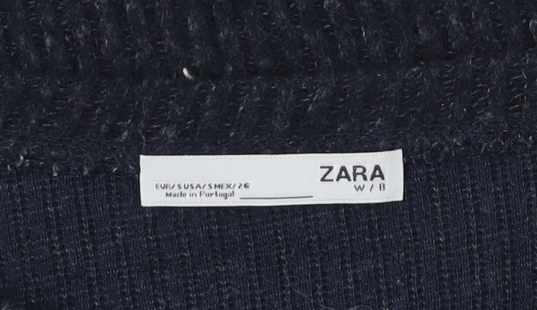 Zara Women’s Black Floral Embroidered Sequin Knit Jumper Size S