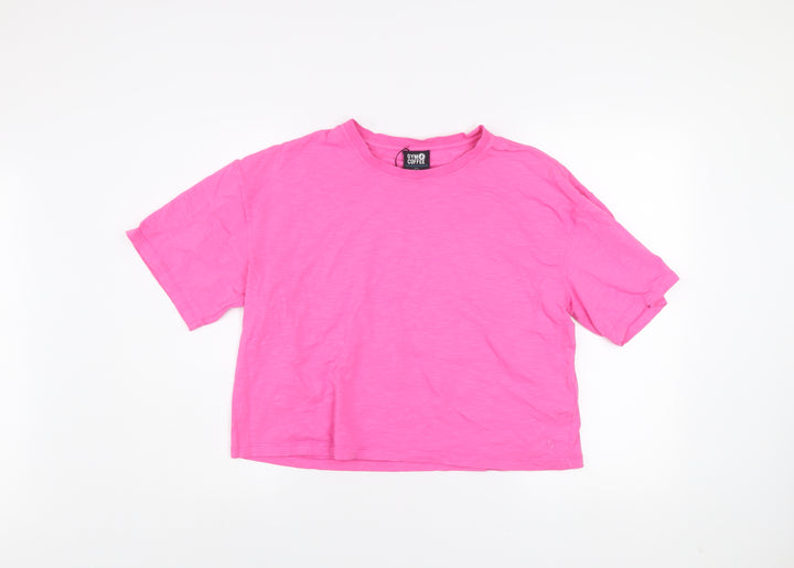 Gym+Coffee Women's Pink Cropped Relaxed Fit T-Shirt L