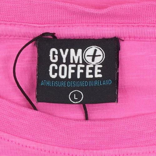 Gym+Coffee Women's Pink Cropped Relaxed Fit T-Shirt L