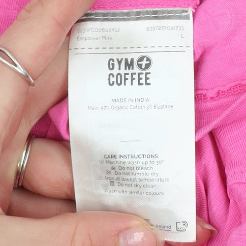 Gym+Coffee Women's Pink Cropped Relaxed Fit T-Shirt L