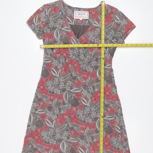 Mantaray Women's Red Floral Jersey A-Line Dress Size 10