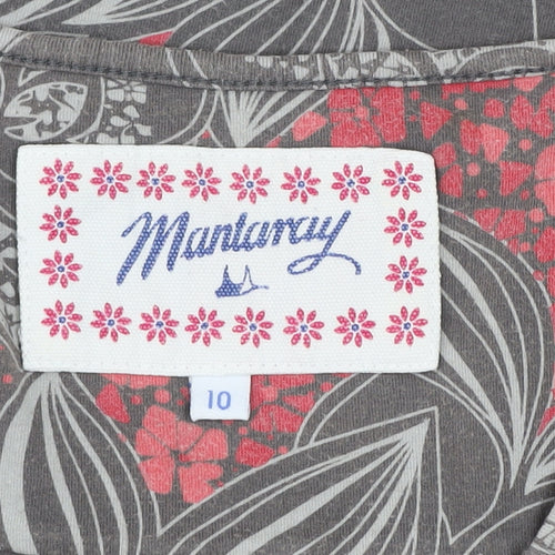 Mantaray Women's Red Floral Jersey A-Line Dress Size 10