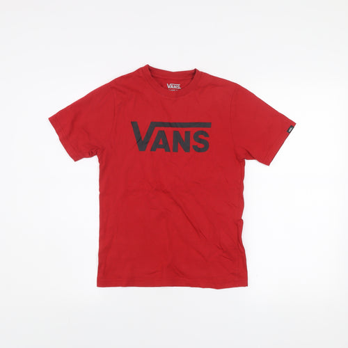 Vans Women's Red Classic Fit Short Sleeve Cotton T-Shirt Size S (8-10)