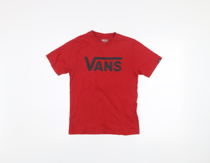 Vans Women's Red Classic Fit Short Sleeve Cotton T-Shirt Size S (8-10)