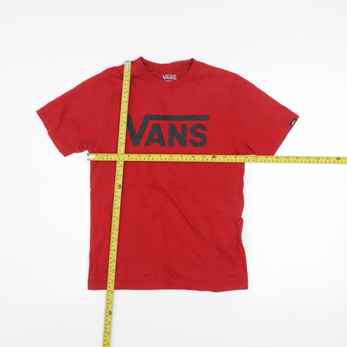 Vans Women's Red Classic Fit Short Sleeve Cotton T-Shirt Size S (8-10)