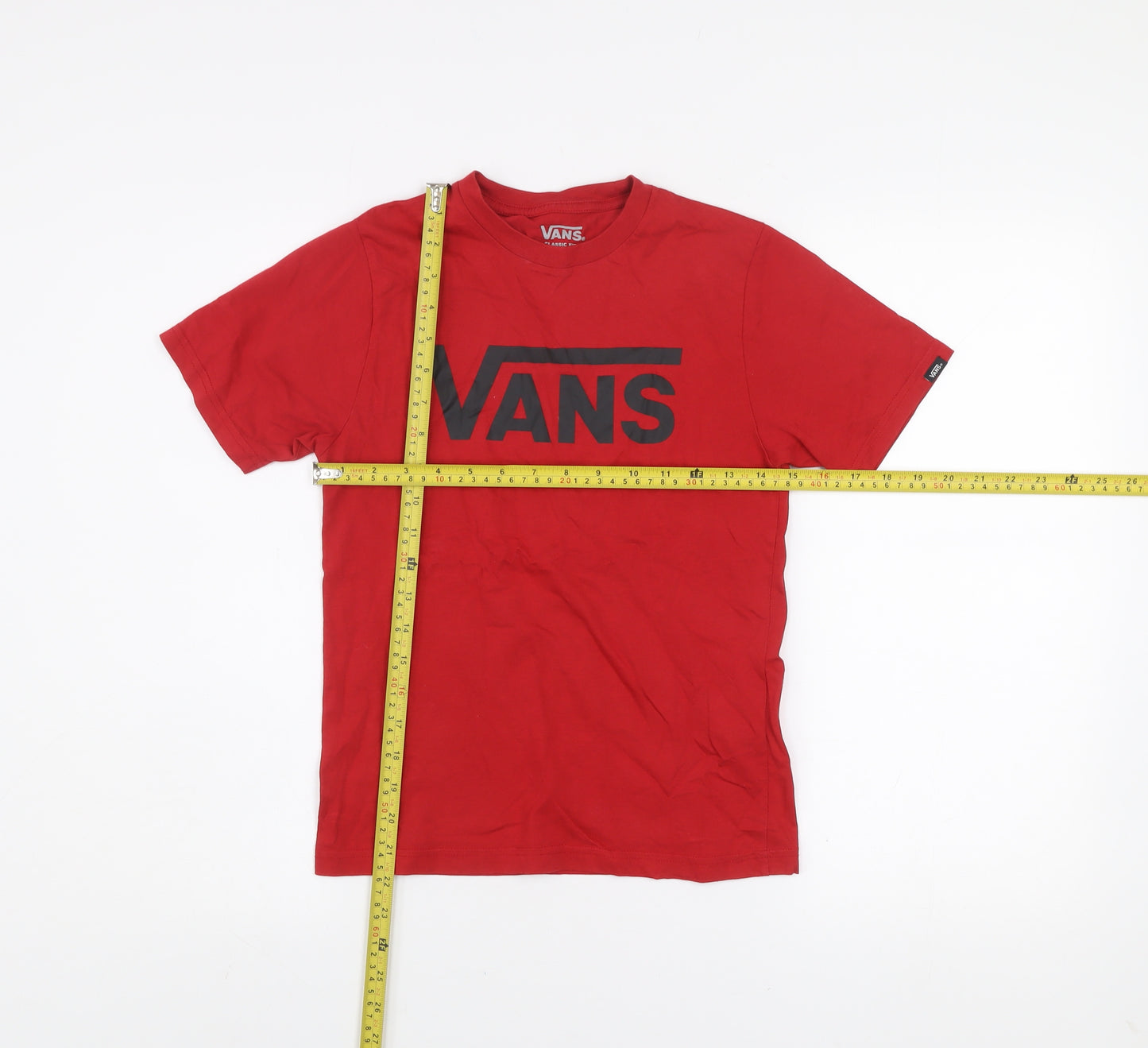 Vans Women's Red Classic Fit Short Sleeve Cotton T-Shirt Size S (8-10)