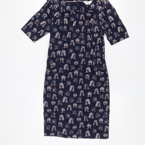 Boden Women’s Blue Abstract Art Print Knee Length Shift Dress Size 8