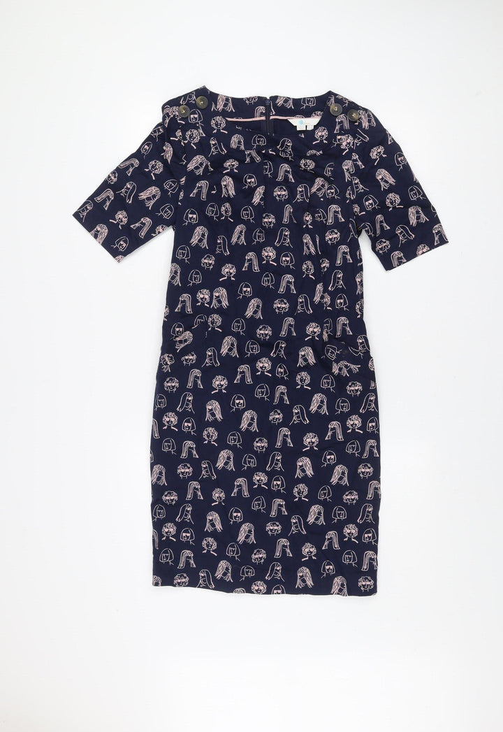 Boden Women’s Blue Abstract Art Print Knee Length Shift Dress Size 8