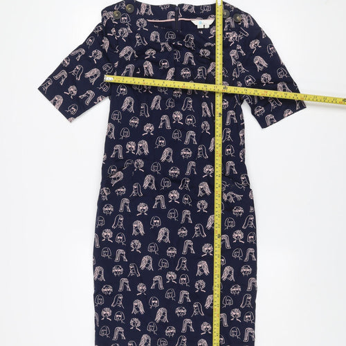 Boden Women’s Blue Abstract Art Print Knee Length Shift Dress Size 8