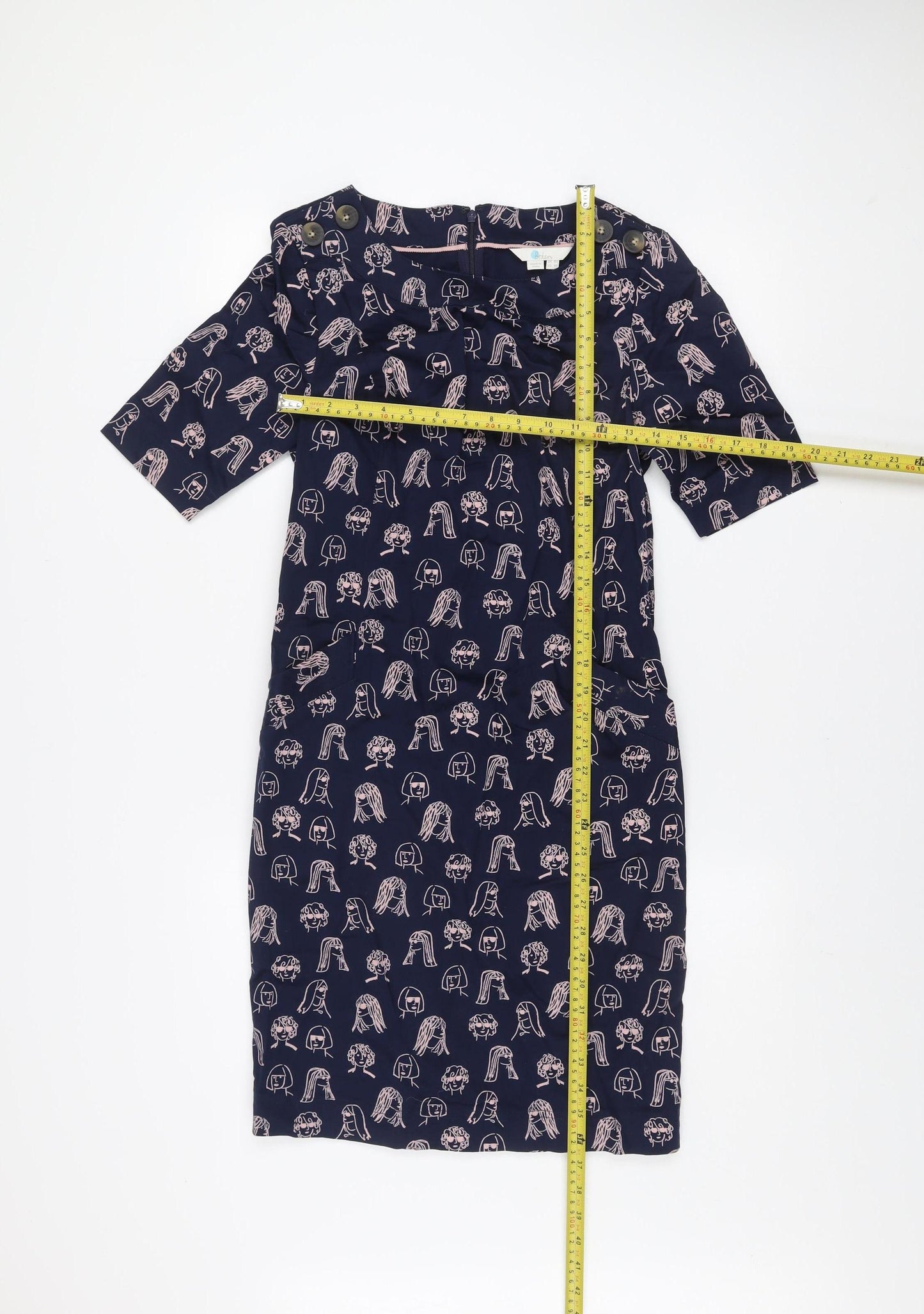 Boden Women’s Blue Abstract Art Print Knee Length Shift Dress Size 8