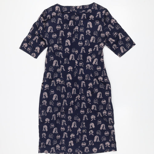 Boden Women’s Blue Abstract Art Print Knee Length Shift Dress Size 8