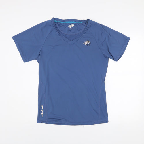 Millie & Gym Blue Men's L Athletic Short Sleeve V-Neck T-Shirt