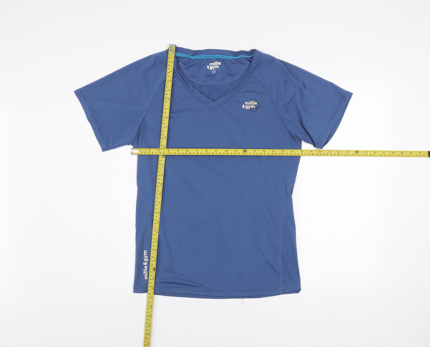Millie & Gym Blue Men's L Athletic Short Sleeve V-Neck T-Shirt