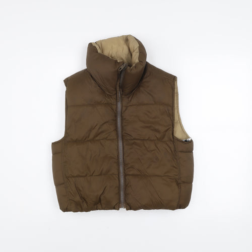 Zara Women Brown XS Puffer Quilted Waistcoat