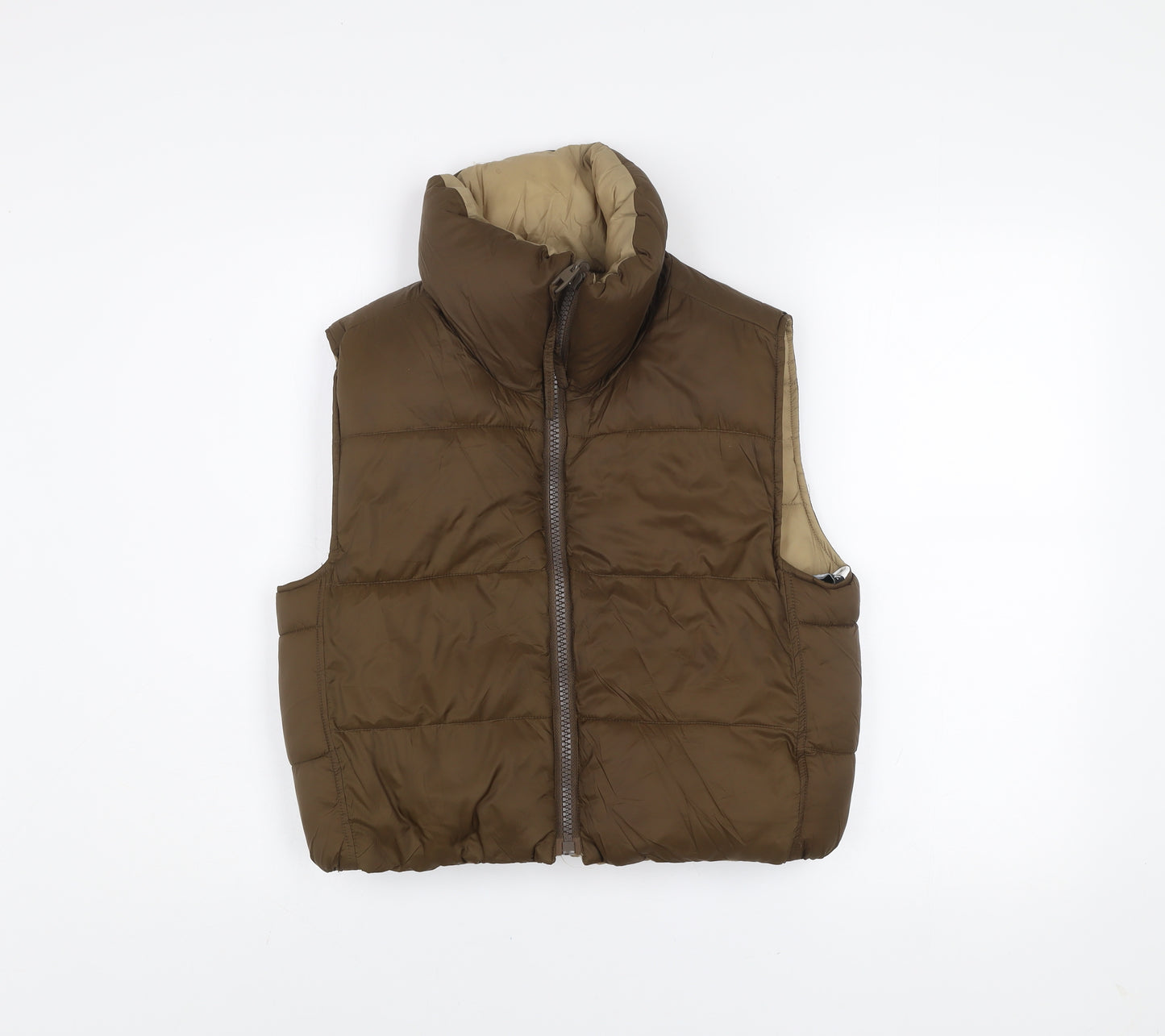 Zara Women Brown XS Puffer Quilted Waistcoat